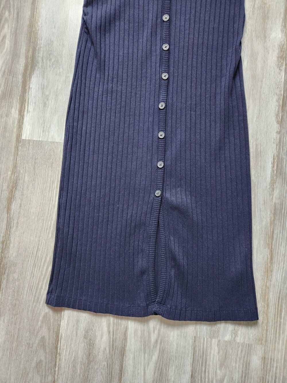 Old Navy Maternity Ribbed Midi Dress Womens Medium Navy Blue Button Front EUC - Picture 3 of 11